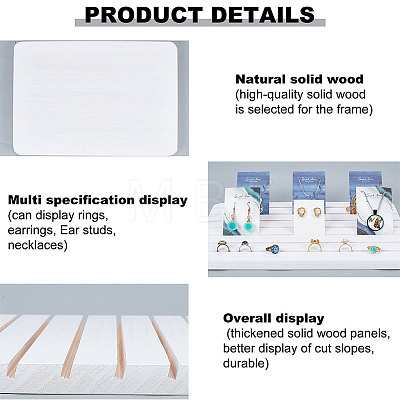 7-Slot Rectangle Wood Earring Display Card Stands EDIS-WH0021-37B-1