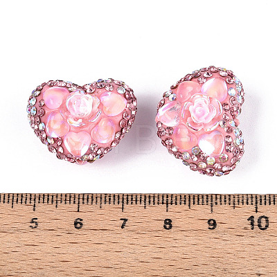 Heart Shape Polymer Clay Pave Rhinestone Beads RB-T018-03B-1