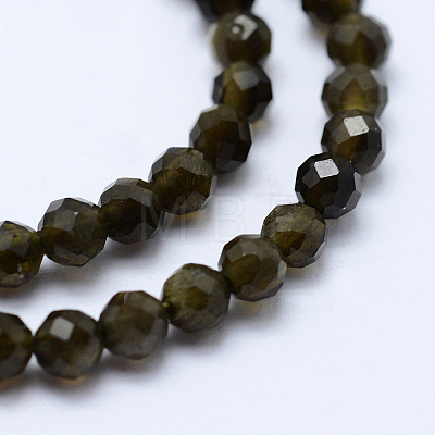 Natural Golden Sheen Obsidian Beads Strands X-G-J369-16-3mm-1