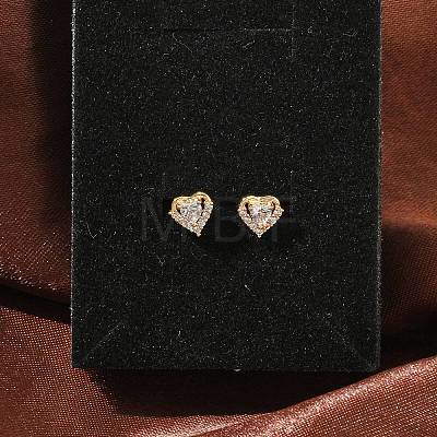 Brass Micro Pave Clear Cubic Zirconia Stud Earrings for Women EJEW-F403-04G-1