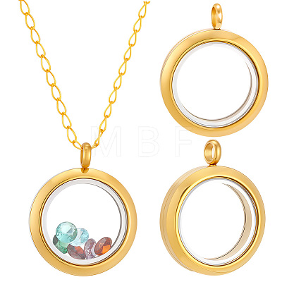2Pcs 304 Stainless Steel Locket Pendants STAS-BBC0010-33-1