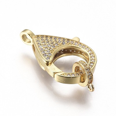 Brass Micro Pave Cubic Zirconia Lobster Claw Clasps ZIRC-F109-07G-1