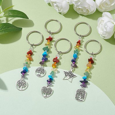 Tree of Life Tibetan Style Alloy Pendant Keychains KEYC-JKC00689-1