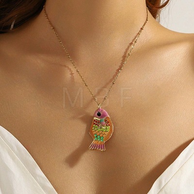 Summer Beach Brass Enamel Pendant Necklaces WG2737B-01-1