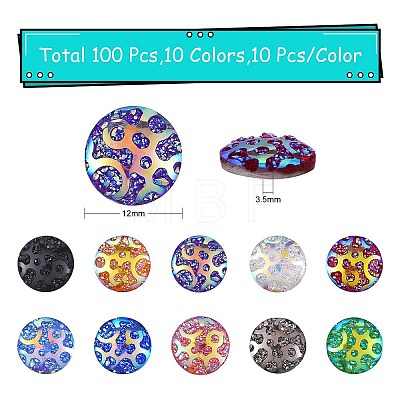 100Pcs 10 Colors Druzy Resin Cabochons CRES-SZ0001-09-1