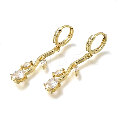 Brass Micro Pave Cubic Zirconia Hoop Earrings CU-CBA108A-14G-02-1