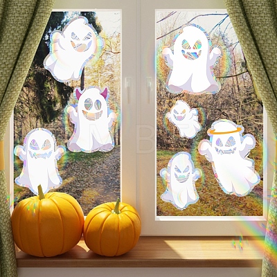 Halloween Ghost Rainbow Prism Electrostatic Window Stickers PW-WGEA991-01-1