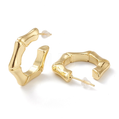 Brass Half Hoop Earrings EJEW-A056-06G-1