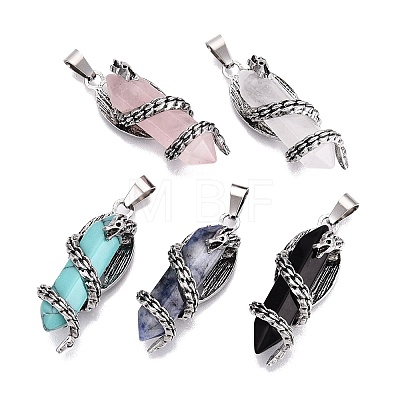 Natural & Synthetic Mixed Stone Double Terminal Pointed Pendants GG-N001-02AS-1