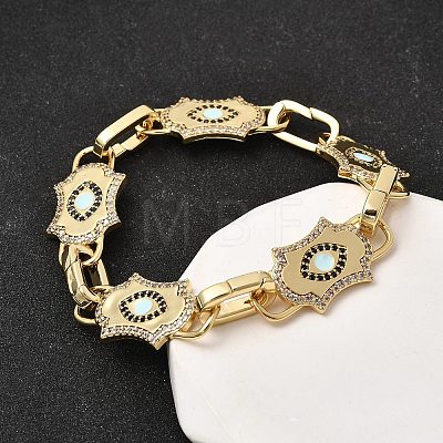 Brass Micro Pave Cubic Zirconia Link Chain Bracelets for Women BJEW-H639-13G-1