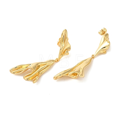 Twist Brass Dangle Stud Earrings EJEW-G382-16G-1