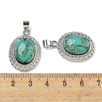 Natural African Turquoise(Jasper) Oval Pendants G-B079-02P-01-1