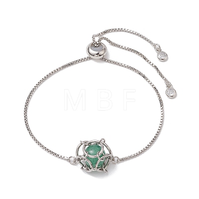 Round Natural Mixed Gemstone Macrame Pouch Link Bracelets BJEW-JB10653-02-1