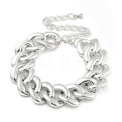 Chunky Aluminum Curb Chain Necklaces for Women NJEW-K261-01B-P-1
