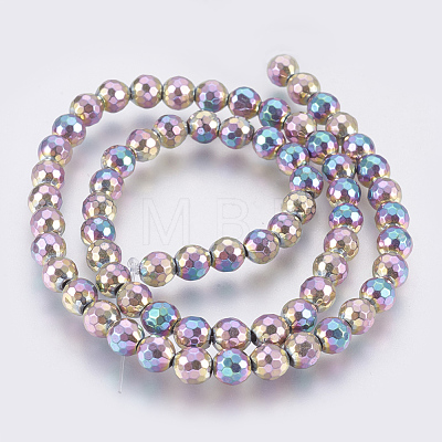 Electroplated Non-magnetic Synthetic Hematite Bead Strand X-G-E495-04F-1