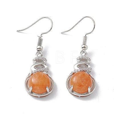 Gemstone Gourd Dangle Earrings with Crystal Rhinestone EJEW-A092-04P-1