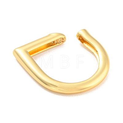 Rack Plating Brass with Clear Cubic Zirconia Half Round Open Cuff Rings RJEW-Q784-22G-1