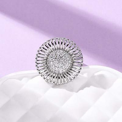 Brass Micro Pave Cubic Zirconia Cuff Rings RJEW-D323-03P-1