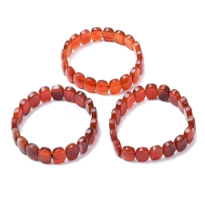 Dyed & Heated Natural Carnelian Faceted Beaded Stretch Bracelets for Women BJEW-K251-07O-1