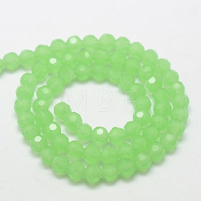 Faceted(32 Facets) Imitation Jade Round Glass Beads Strands X-EGLA-J042-4mm-28-1