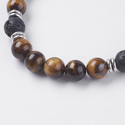 Natural Lava Rock Beads Stretch Bracelets BJEW-E326-07-1