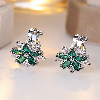 Brass Micro Pave Cubic Zirconia Clip-on Earrings WG89C97-03-1