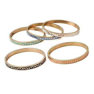 304 Stainless Steel Enamel Bangles BJEW-D408-32G-1
