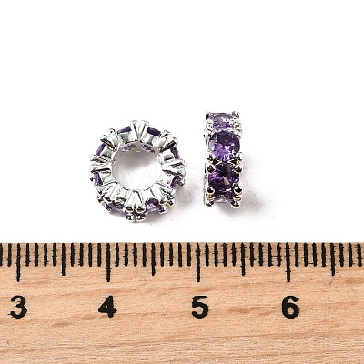Brass with Cubic Zirconia European Beads ZIRC-L041-18D-S-1