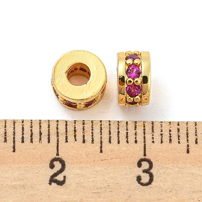 Rack Plating Brass Micro Pave Cubic Zirconia Beads KK-A196-04G-1
