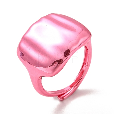 Brass Rectangle Signet Adjustable Ring for Women RJEW-G254-01C-1