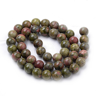 Natural Unakite Beads Strands X-G-S259-14-4mm-1