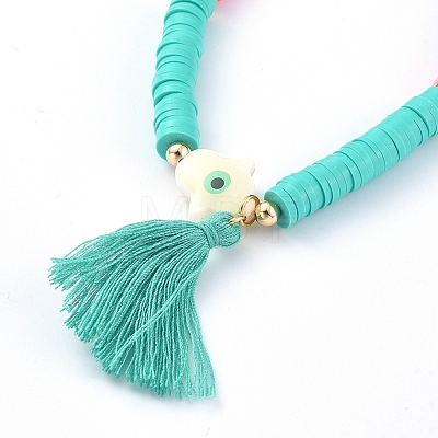 Handmade Polymer Clay Heishi Beads Stretch Bracelets BJEW-JB05079-01-1
