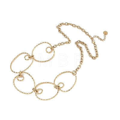304 Stainless Steel Textured Ring Link Bib Necklaces for Women NJEW-L467-05G-1
