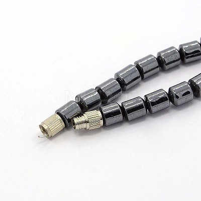 Trendy Unisex Holly Jewelry Grade A Non-Magnetic Synthetic Hematite Beaded Cross Pendant Necklaces NJEW-M013-04-1