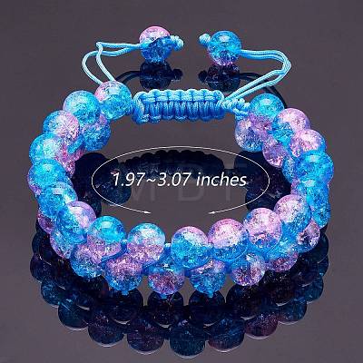 Sparkling Round Glass Braided Bead Bracelet BJEW-SW00082-14-1