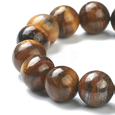 Natural Tiger Eye Beaded Stretch Bracelets BJEW-A117-E-29-1