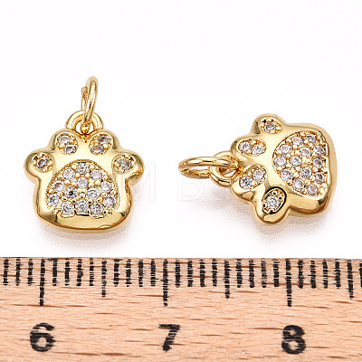 Brass Micro Pave Clear Cubic Zirconia Charms KK-T070-06G-NF-1