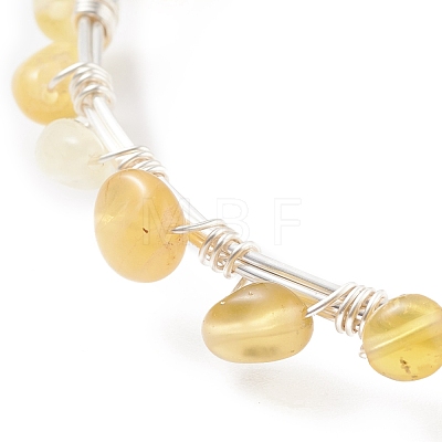 Natural Yellow Opal Braided Beaded Bracelet BJEW-JB07998-05-1