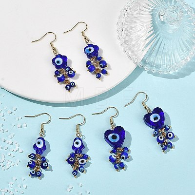 Evil Eye Handmade Lampwork Dangle Earrings EJEW-JE07416-1