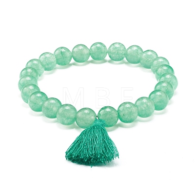 Dyed Natural Malaysia Jade Round Beads Stretch Bracelets Set BJEW-JB06956-1