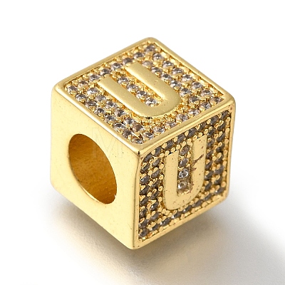 Brass Cubic Zirconia Beads KK-Q818-01U-G-1