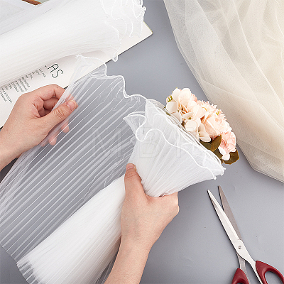 Polyester Flower Bouquet Wrapping Mesh Paper DIY-WH0542-37B-1