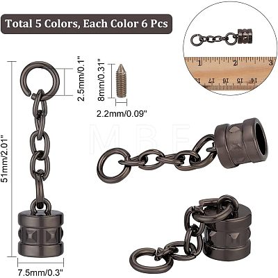 30 Sets 5 Colors Zinc Alloy Cord Ends FIND-CA0005-47-1