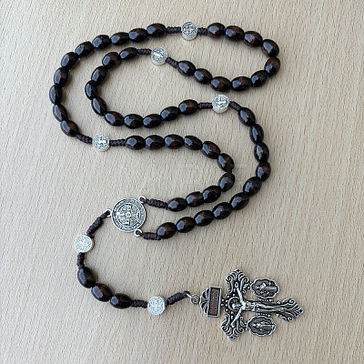 Wood Rosary Bead Necklaces FS-WG6BD27-05-1