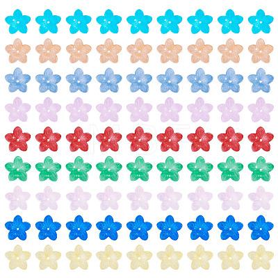 90Pcs 9 Colors Transparent Glass Beads GLAA-TA0004-42-1