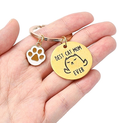 Alloy Enamel with Rhinestone & 201 Stainless Steel Keychain KEYC-YW00101-01-1