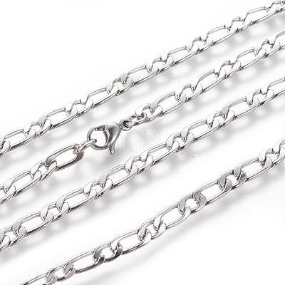 304 Stainless Steel Figaro Chain Necklaces NJEW-E143-05P-1