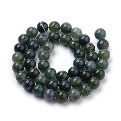 Natural Moss Agate Beads Strands G-S259-18-6mm-1