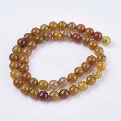 Natural Agate Round Beads Strand G-L087-8mm-06-1