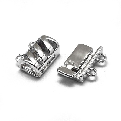Rhodium Plated 925 Sterling Silver Box Clasps STER-L057-016P-1